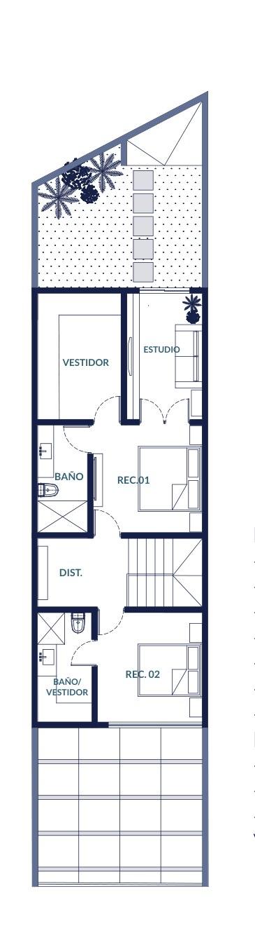 Plano Planta alta de Casa en Jardines del Bosque