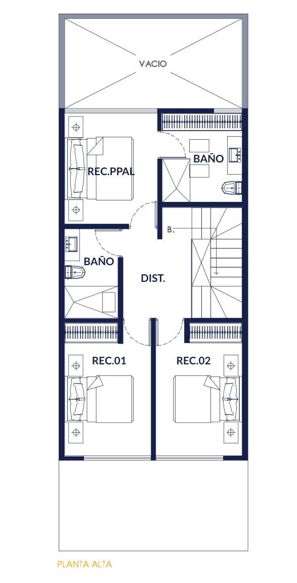 Plano Planta alta de Casa 46